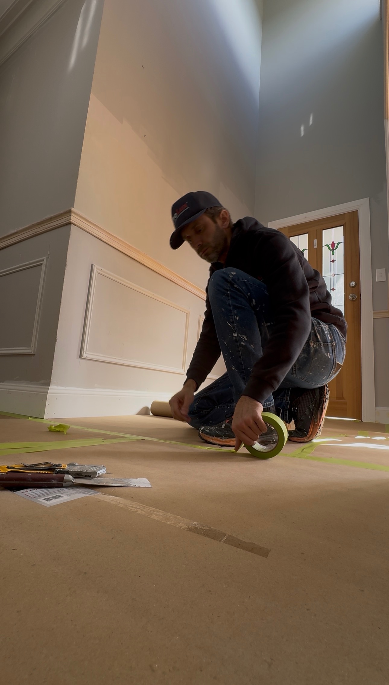 Detailed trim painting close-up