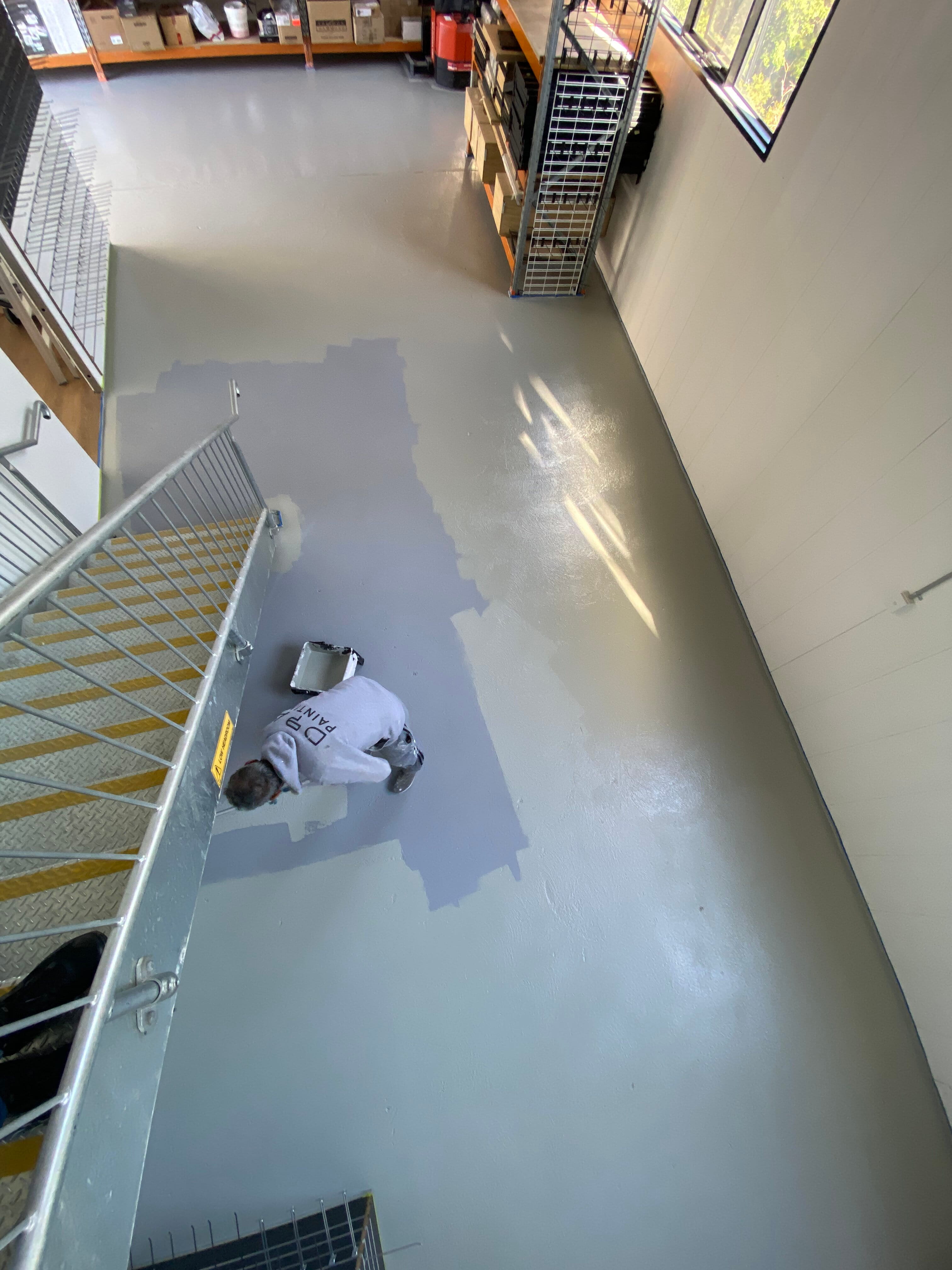 Epoxy resin flooring being applied