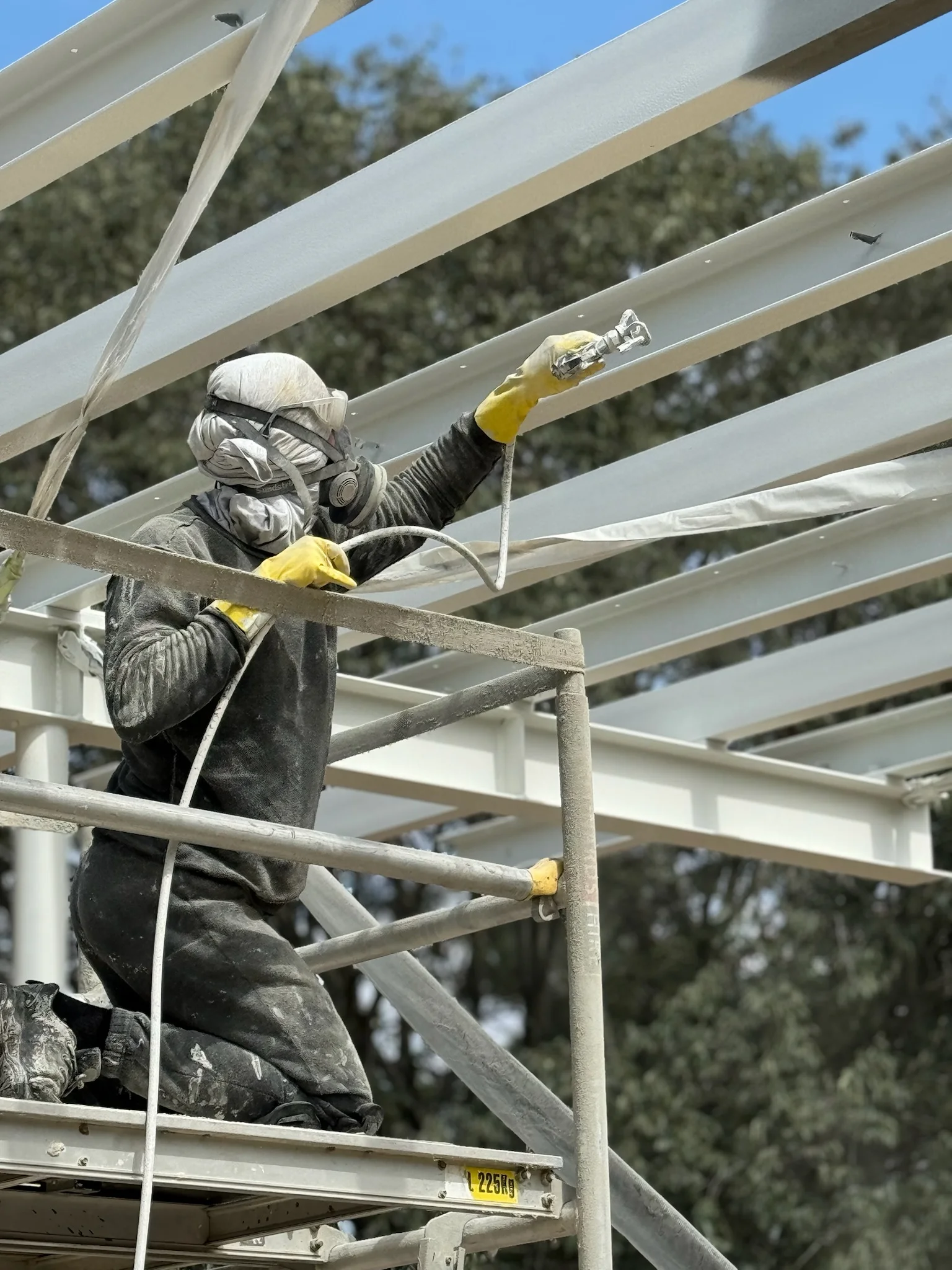 Freshly applied protective coating on industrial steelwork in Sydney